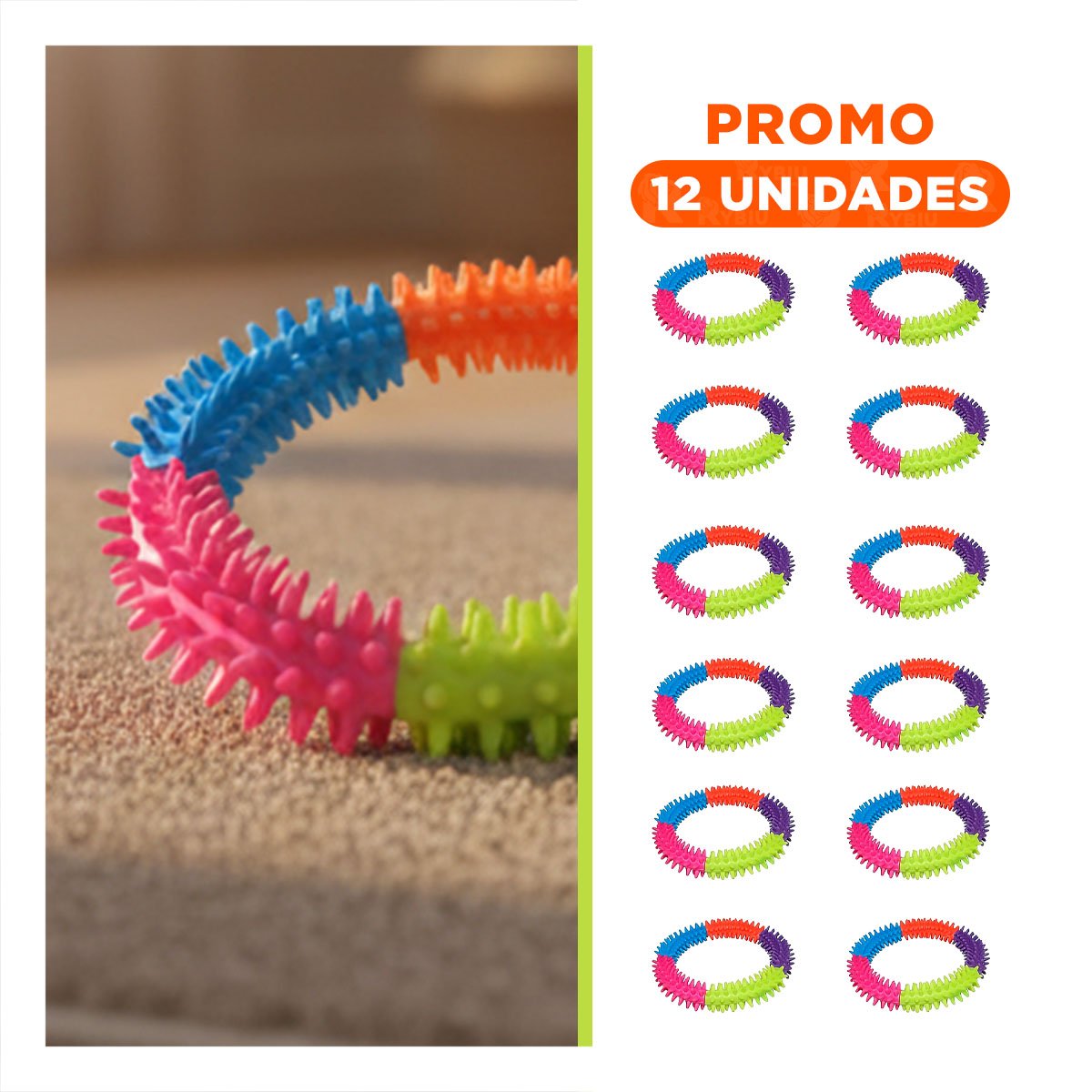 PACK12 ACCESORIO PARA PERROS ENERGETICOS DE JEBE PUNTEADO DE COLORES Y+REGALO STICKER - 1