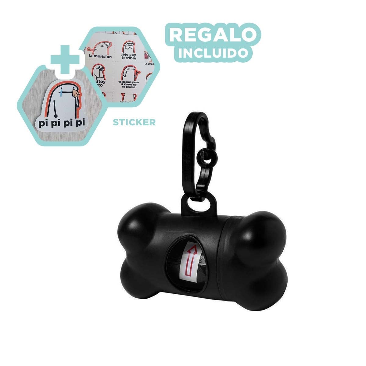 COMPLEMENTO FUNCIONAL CON BOLSA DE DESECHO Y PROTECTOR TIPO HUESO NEGRO Y+REGALO STICKER - 1