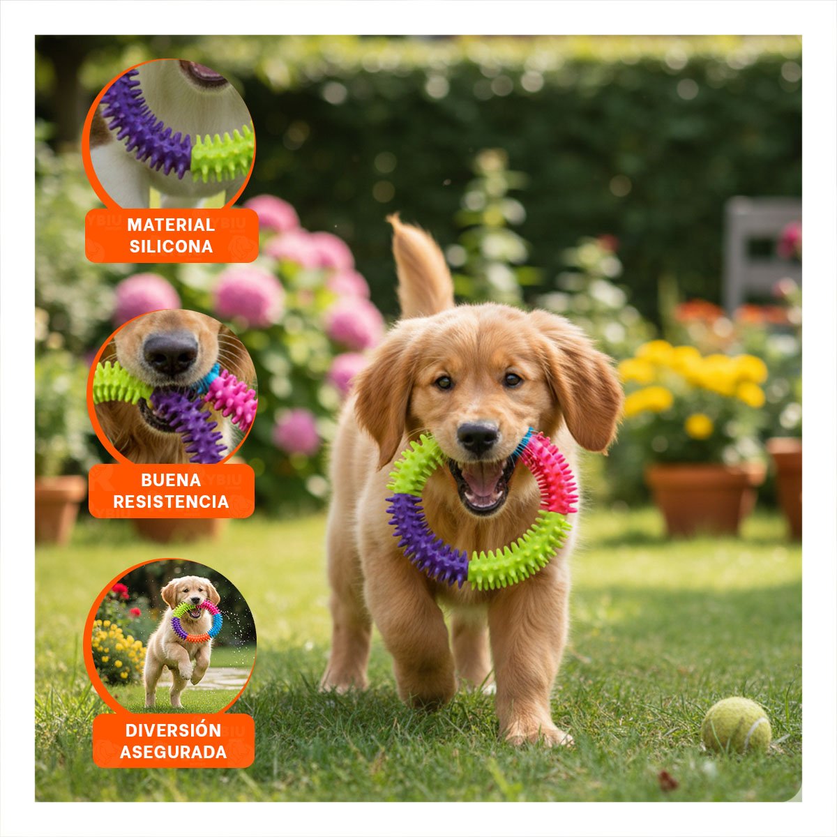 PACK4 ACCESORIO PARA JUEGO INTERACTIVO DE JEBE PUNTEADO DE COLORES - 5