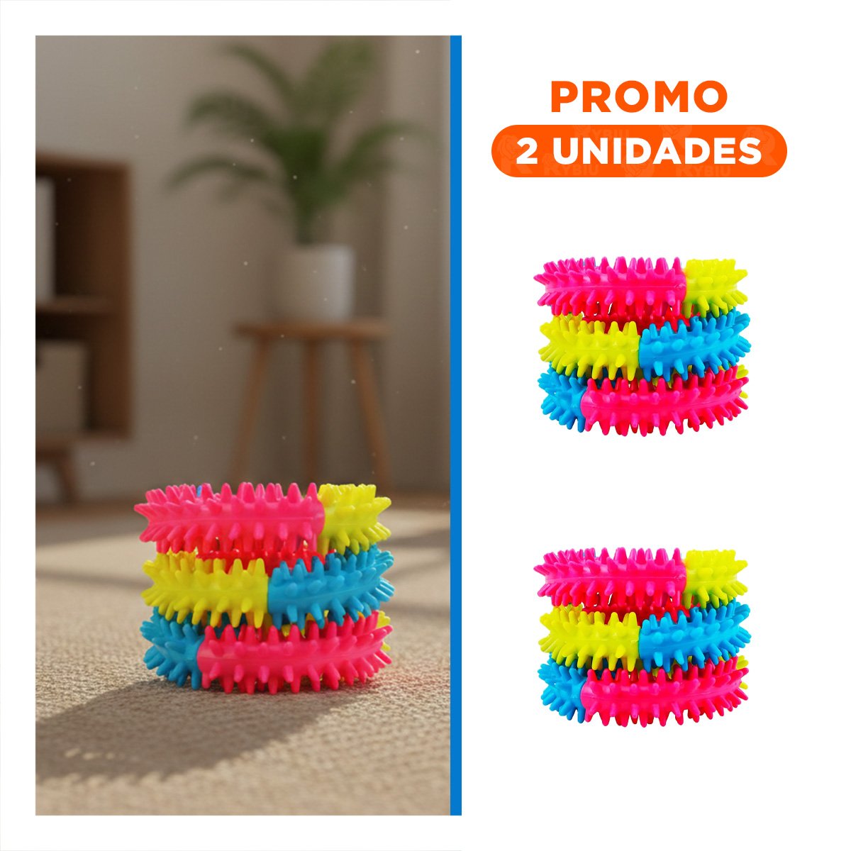 PACK2 PARA PERROS ACCESORIO RECREATIVO JEBE PUNTEADO DE COLORES VARIADOS - 1