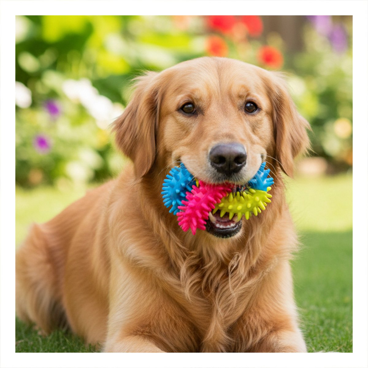 PACK2 PARA PERROS ACCESORIO RECREATIVO JEBE PUNTEADO DE COLORES VARIADOS - 3