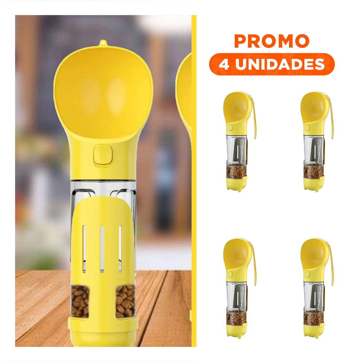 PACK4 SET PORTATIL 4 EN 1 DISPENSADOR CON BOLSITA AMARILLO MEDIANO Y+REGALO STICKER - 1