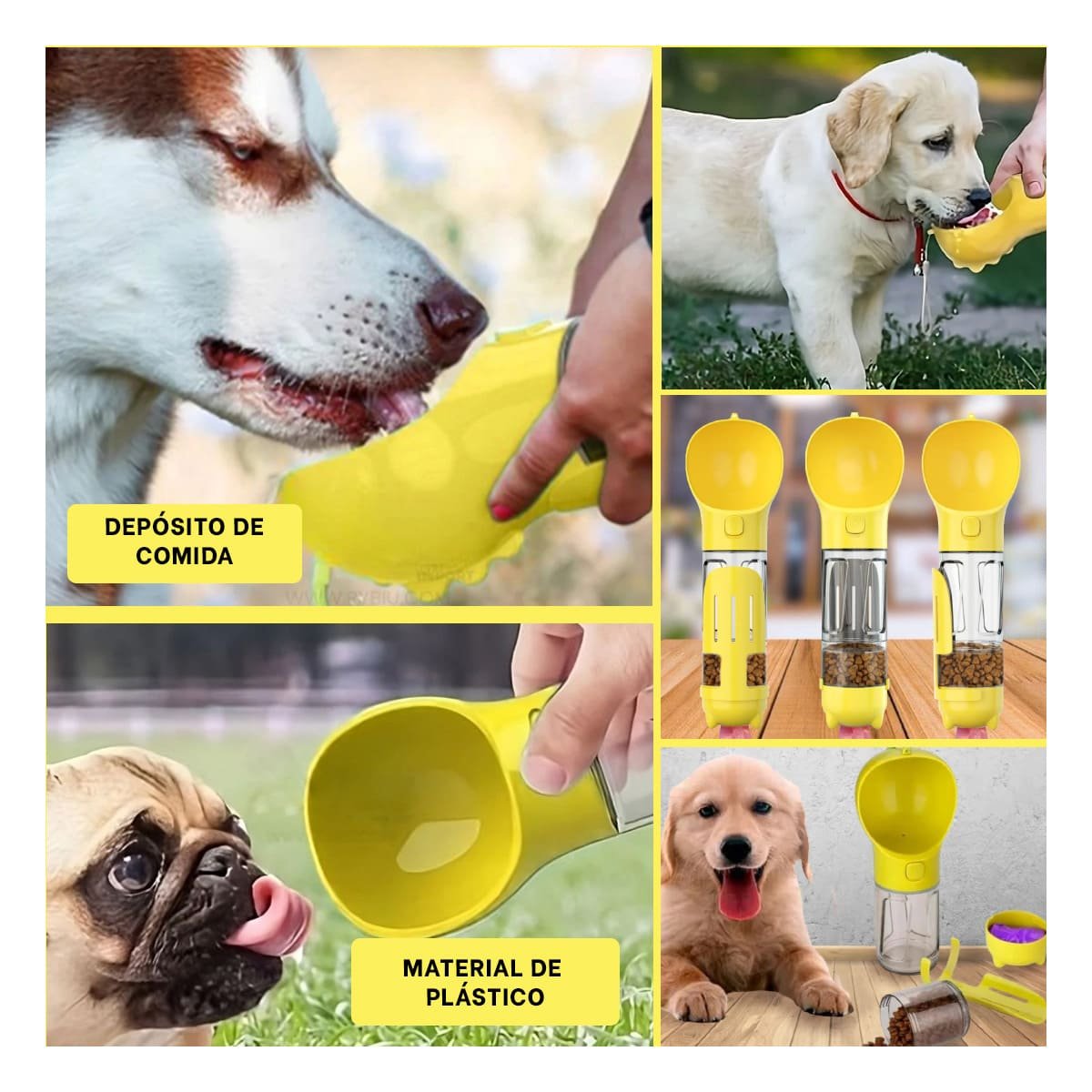 PACK4 SET PORTATIL 4 EN 1 DISPENSADOR CON BOLSITA AMARILLO MEDIANO Y+REGALO STICKER - 2