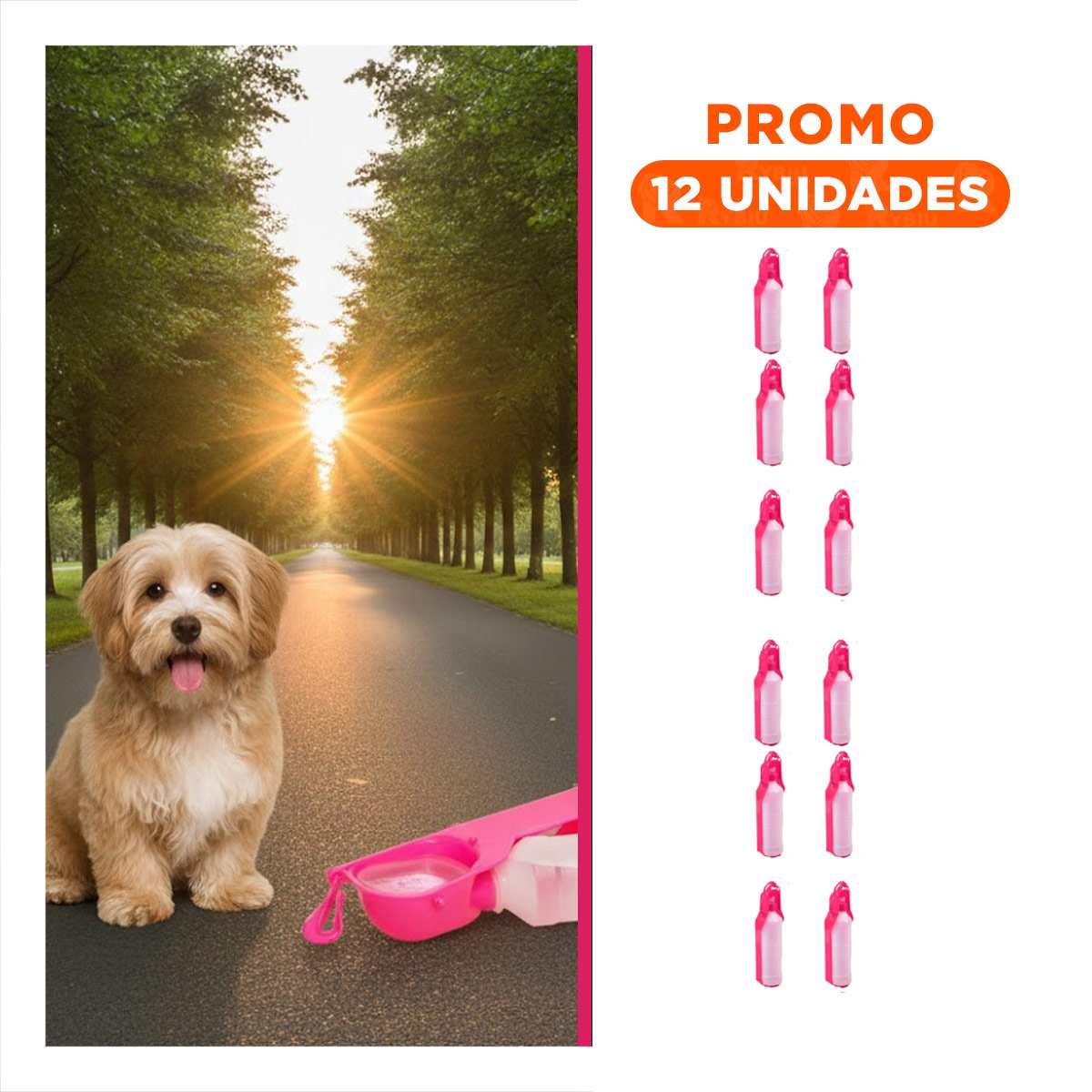 PACK12 ARTICULO FUNCIONAL ROSADO PARA PERRO CON USO PORTATIL DIARIO Y+REGALO STICKER - 1
