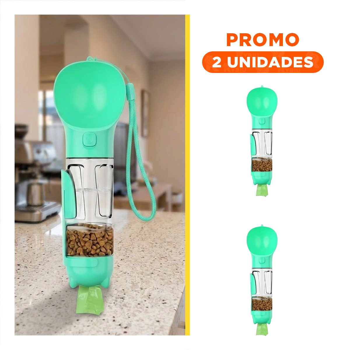 PACK2 CONTENEDOR PORTATIL 4 EN 1 DISPENSADOR CON BOLSITA CELESTE MEDIANO - 1