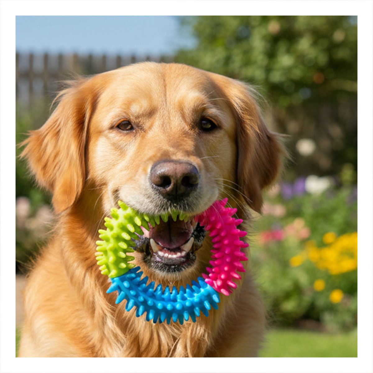 PACK4 PARA PERROS JUGUETE FUNCIONAL JEBE PUNTEADO DE COLORES VARIADOS Y+PAPEL REGALO - 2