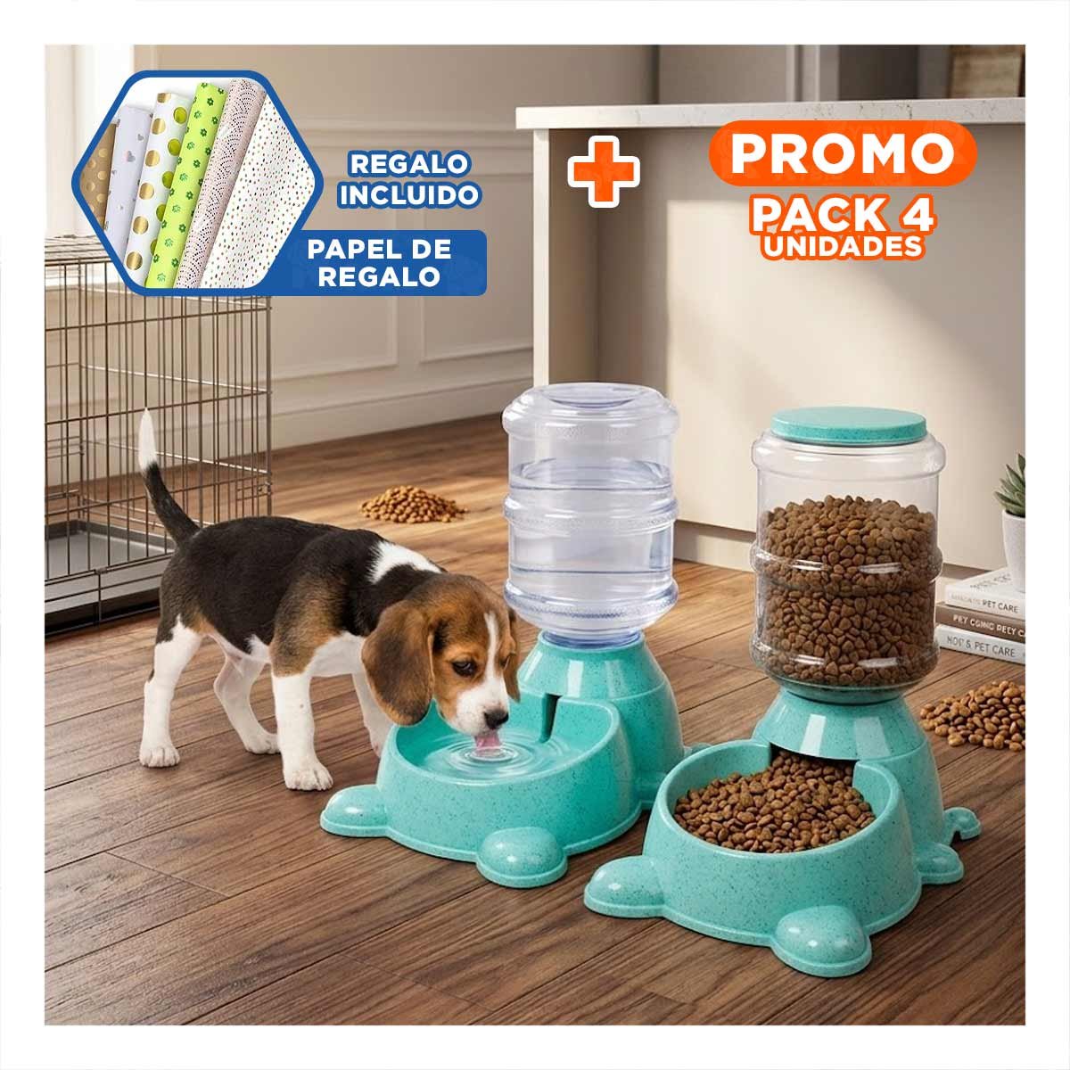 PACK4 DISPENSADOR PRACTICO PARA PERRO CIRCULAR CON BIDON DE PLASTICO VERDE Y+PAPEL REGALO - 1