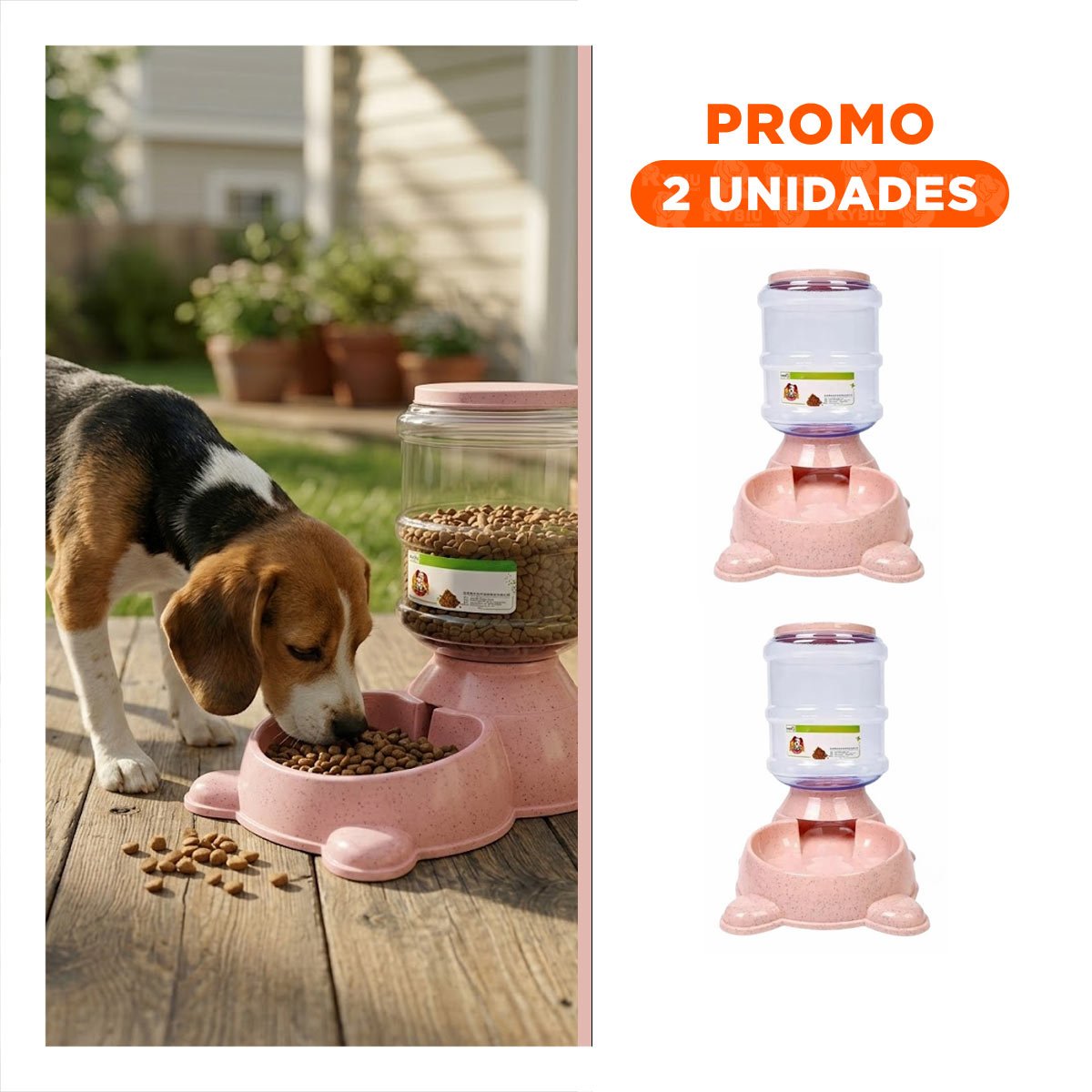 PACK2 EQUIPO PRACTICO PARA PERRO PLOMO CIRCULAR CON BIDON PLASTICO ROSADO - 1