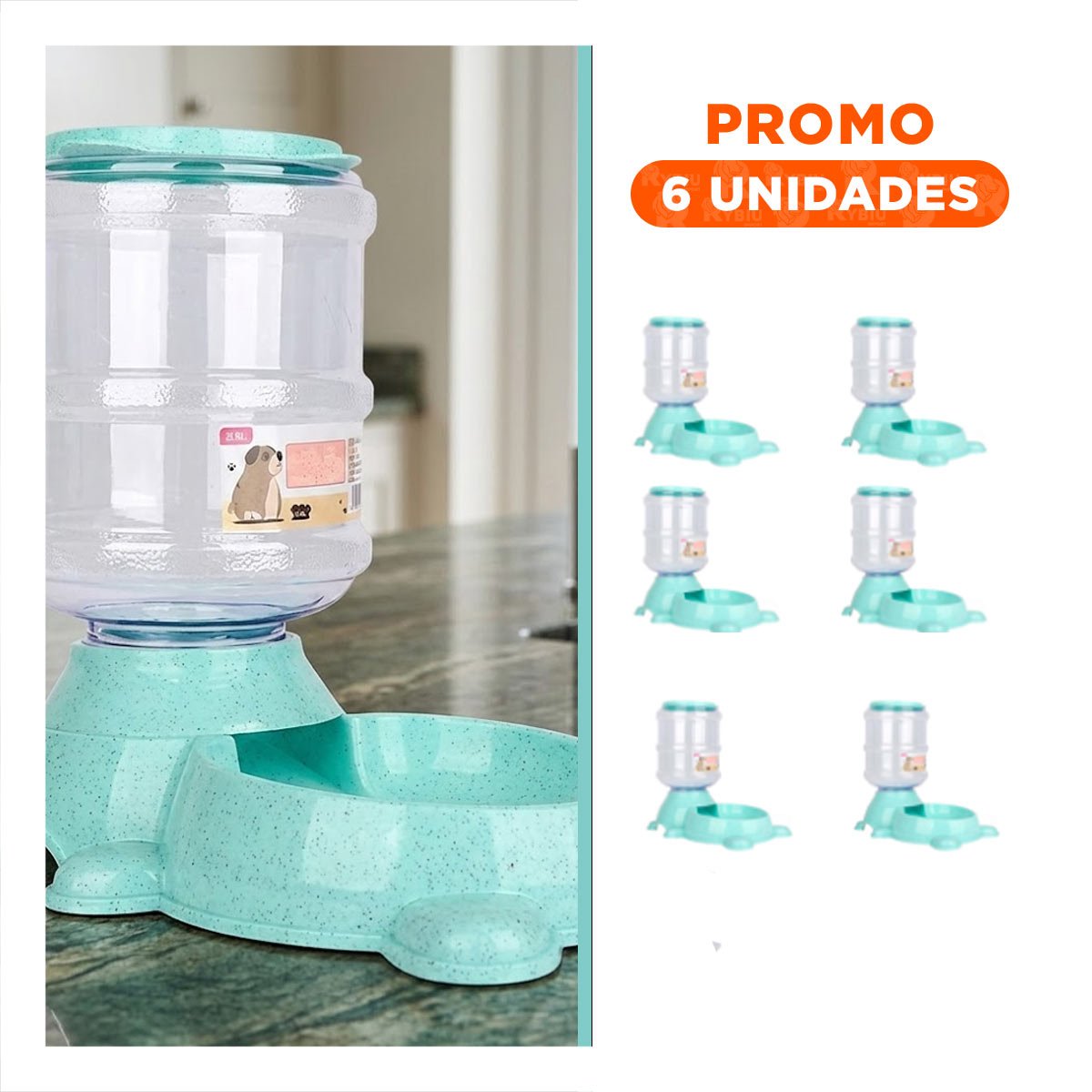 PACK6 UNIDAD PRACTICA PARA PERRO CIRCULAR CON BIDON DE PLASTICO VERDE - 1