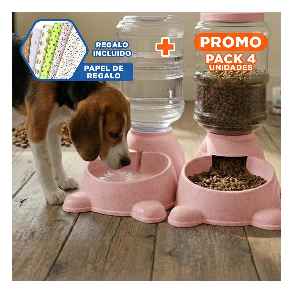 PACK4 BASE ESTABLE PARA PERRO PLOMO CIRCULAR CON BIDON PLASTICO ROSADO Y+PAPEL REGALO - 1