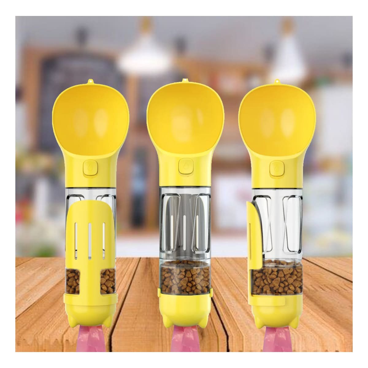 PACK4 FRASCO PORTATIL 4 EN 1 DISPENSADOR CON BOLSITA AMARILLO MEDIANO - 5