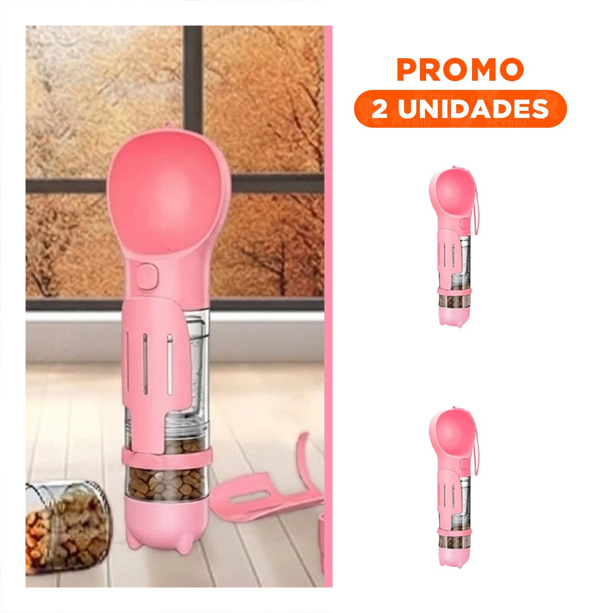 PACK2 CONTENEDOR PORTATIL 4 EN 1 DISPENSADOR CON BOLSITA ROSADO MEDIANO - 1