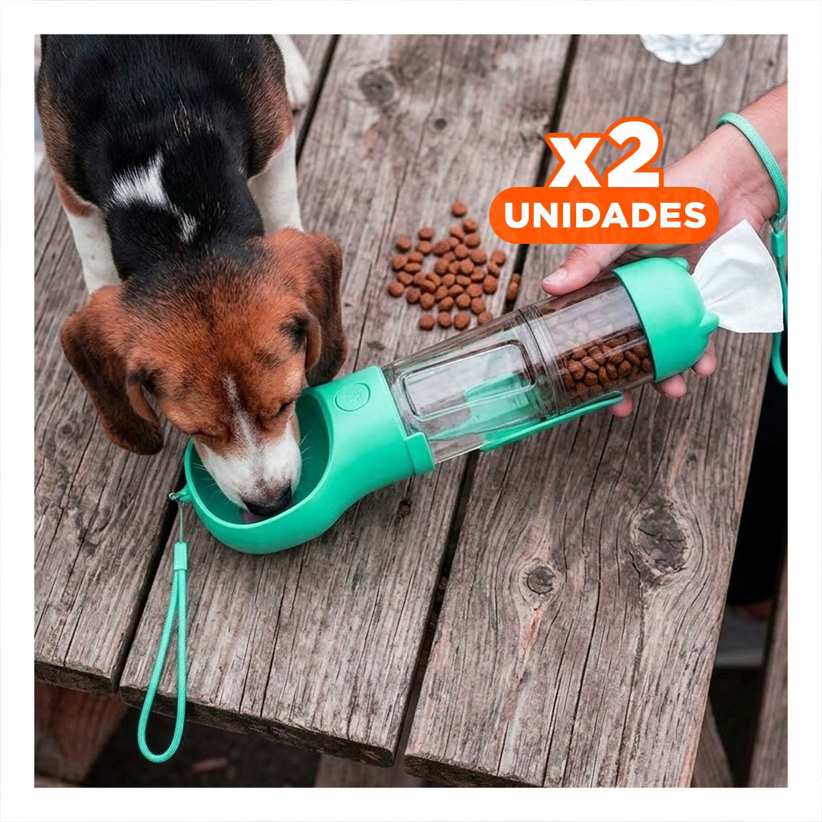 PACK2 ENVASE PORTATIL 4 EN 1 DISPENSADOR CON BOLSITA CELESTE MEDIANO Y+REGALO STICKER - 1
