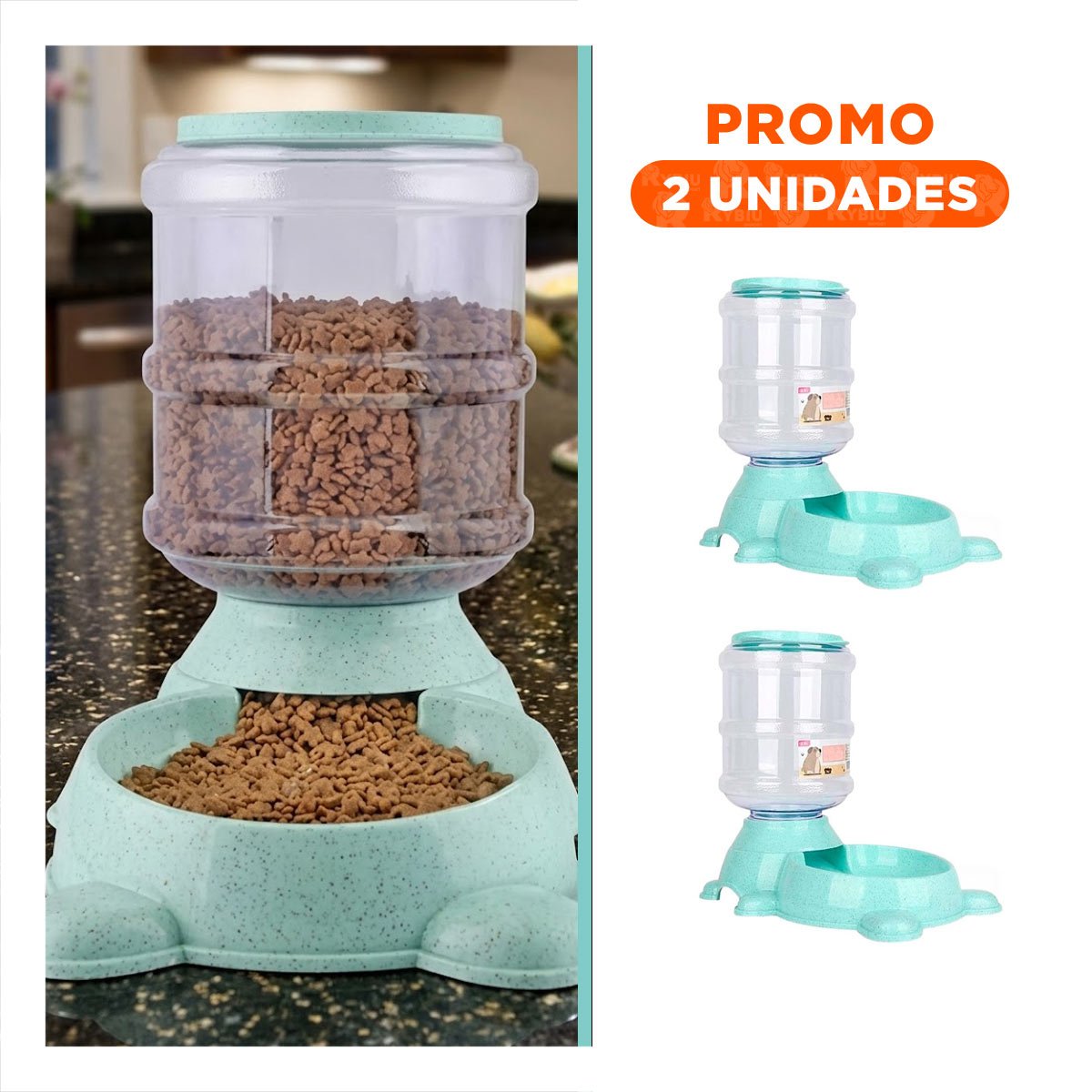 PACK2 SISTEMA PRACTICO PARA PERRO CIRCULAR CON BIDON DE PLASTICO VERDE - 1