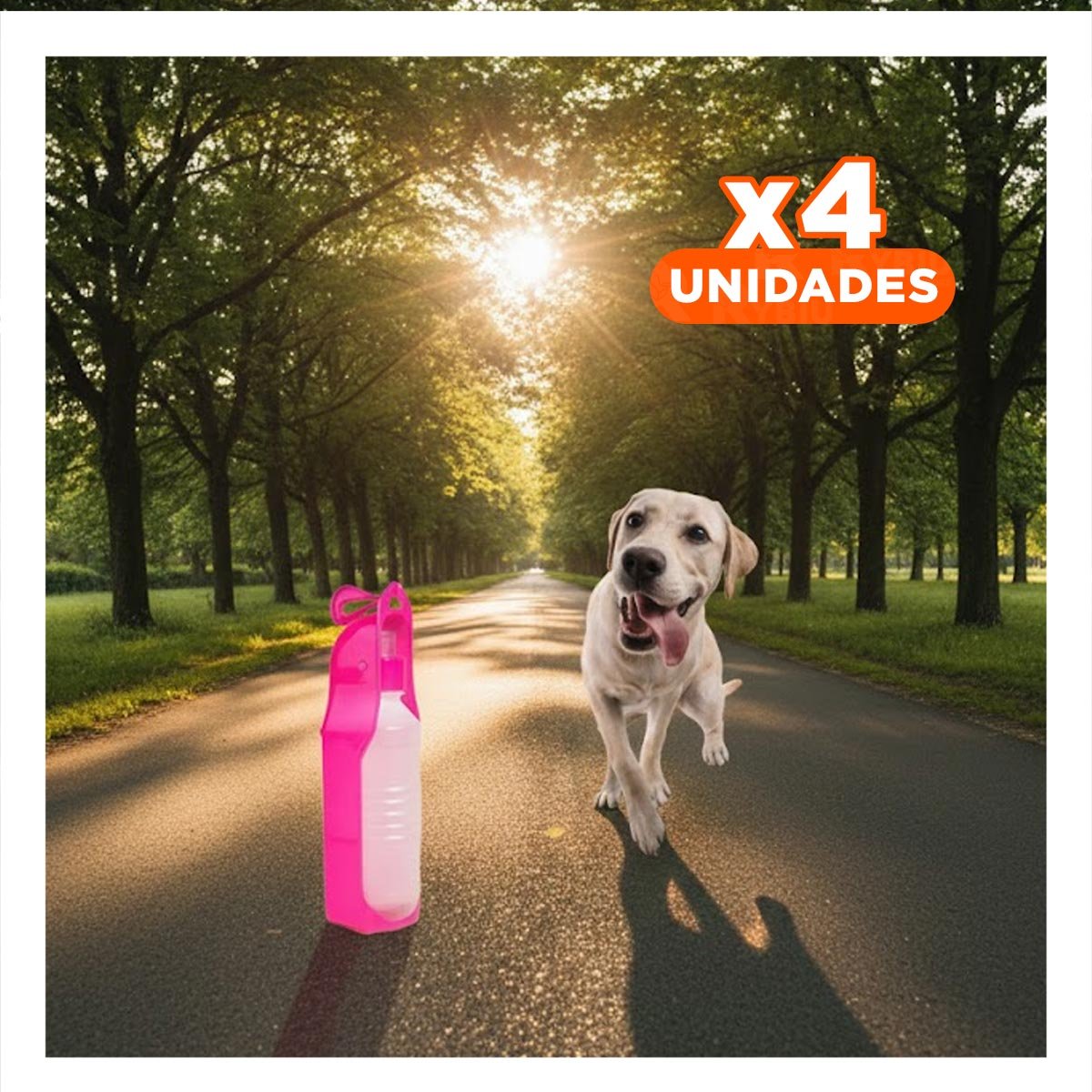 PACK4 RECIPIENTE COMPACTO ROSADO PARA PERRO CON DISPENSADOR INTEGRADO - 1