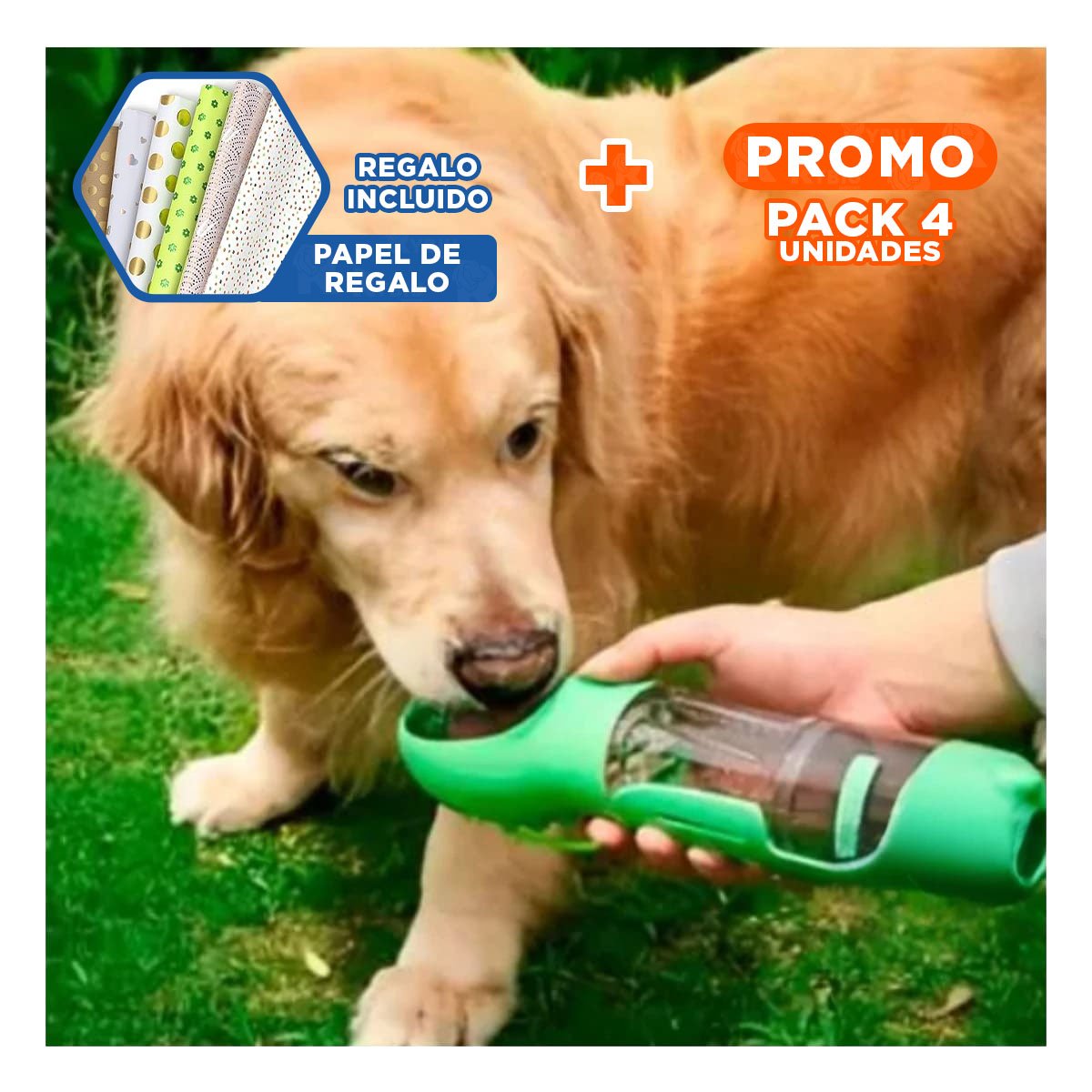 PACK4 ELEMENTO 4 EN 1 DISPENSADOR CON BOLSITA VERDE MEDIANO RESISTENTE Y+PAPEL REGALO - 1