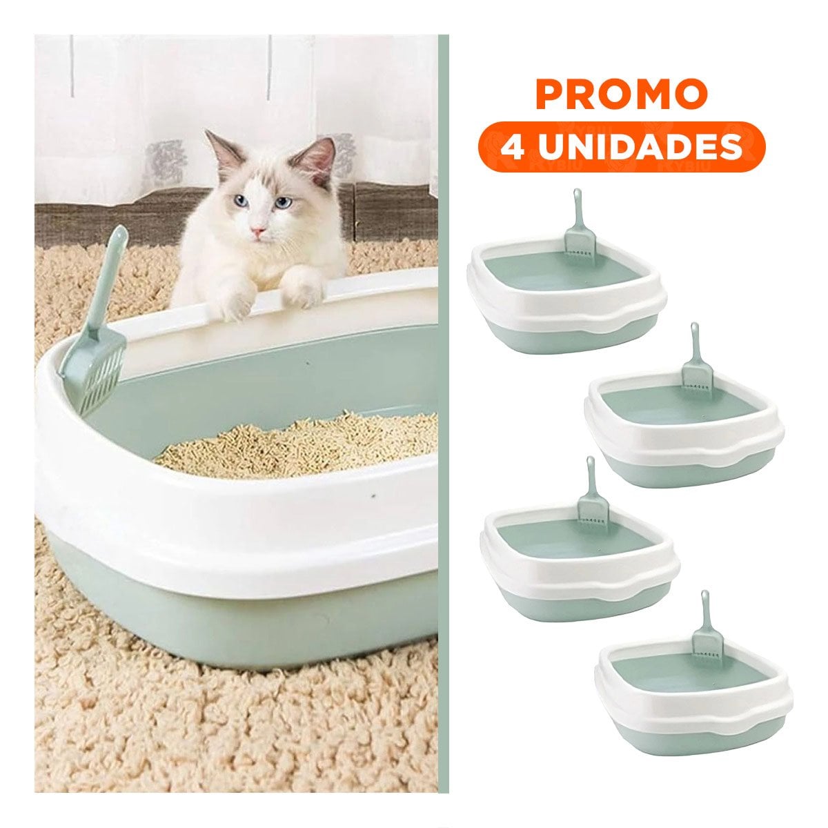 PACK4 MODULO VERDE PARA GATO CON PALA CERNIDORA 48X40X12,5 Y+REGALO STICKER - 1