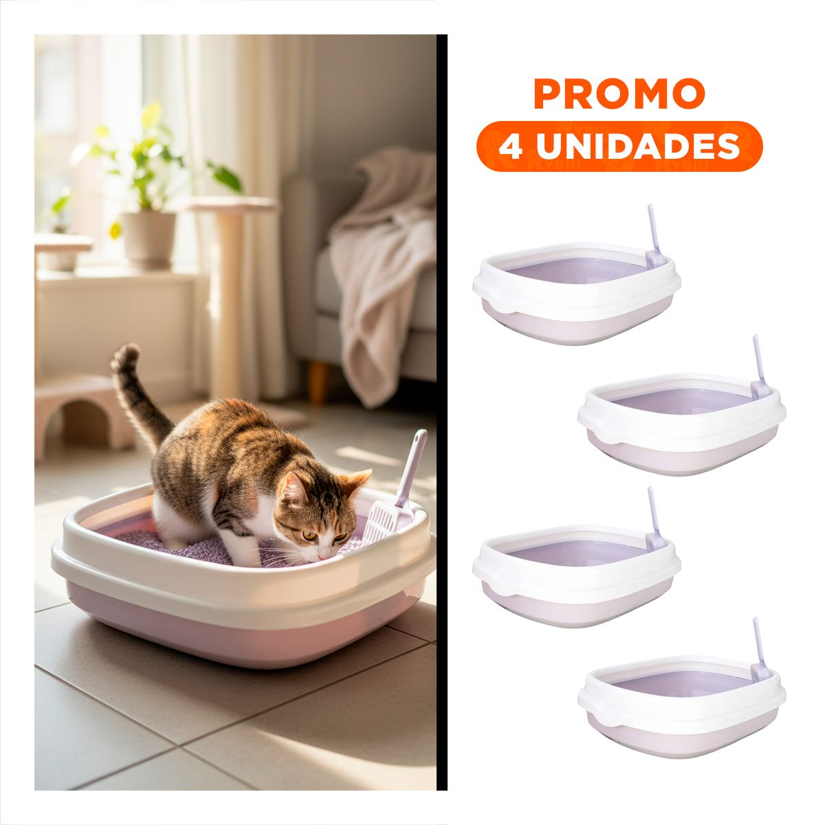 PACK4 MODULO LILA PARA GATO CON PALA CERNIDORA 48X40X12,5 Y+REGALO STICKER - 1