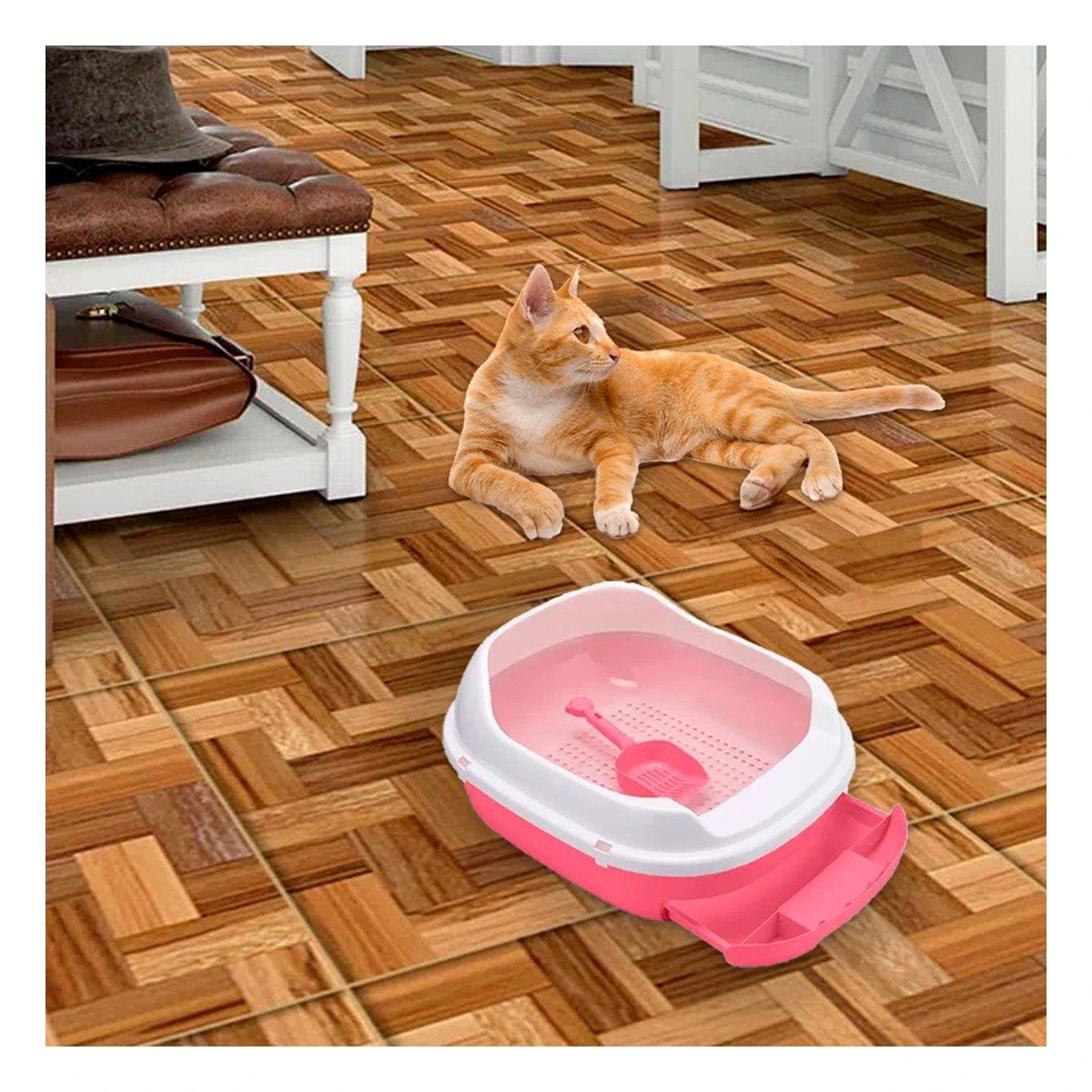PACK2 BANDEJA ROSADA PARA GATO CON SISTEMA EXTRAIBLE ABIERTO - 3