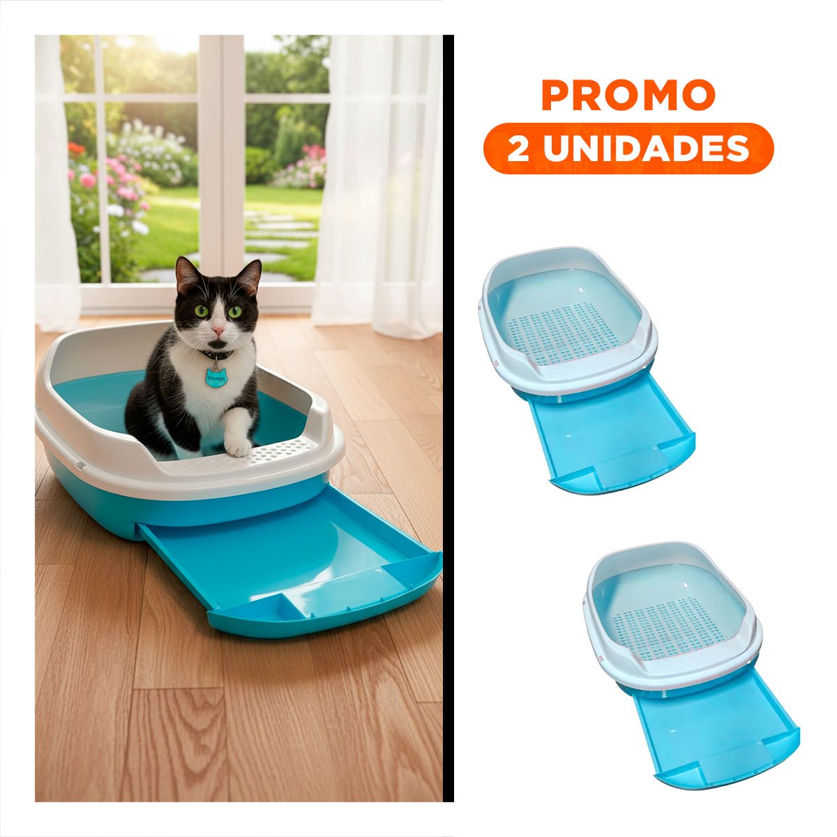 PACK2 BANDEJA ROSADA PARA GATO CON SISTEMA EXTRAIBLE ABIERTO - 1