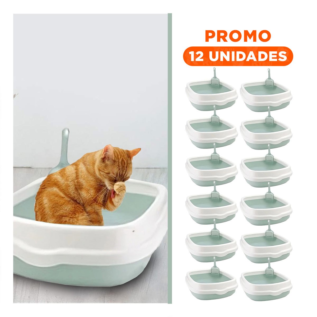 PACK12 ESTRUCTURA VERDE PARA GATO CON PALA CERNIDORA 48X40X12,5 Y+REGALO STICKER - 1