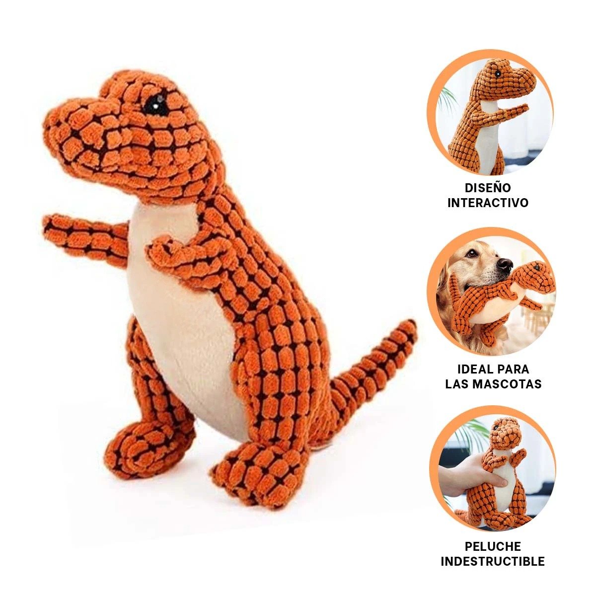 PACK6 FIGURA PARA MASCOTA DINOSAURIO NARANJA CON TEXTURA RICA Y FLEXIBLE Y+REGALO STICKER - 2