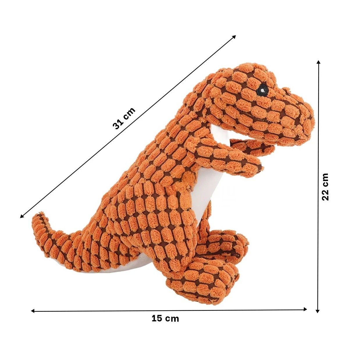 PACK2 JUGUETE COMPACTO DE DINOSAURIO NARANJA PARA MASCOTA EN HOGAR Y+PAPEL REGALO - 4