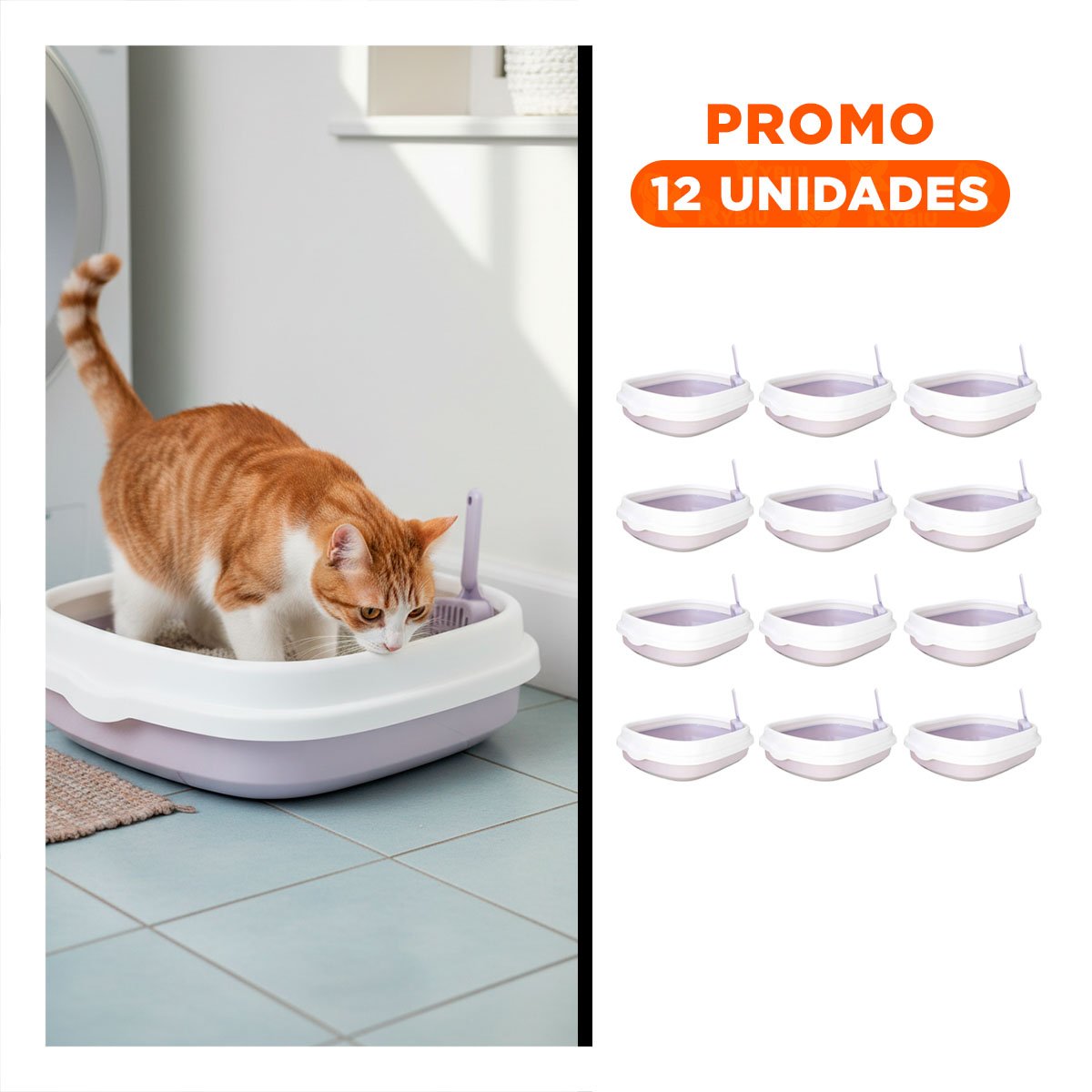 PACK12 ESTRUCTURA LILA PARA GATO CON PALA CERNIDORA 48X40X12,5 Y+REGALO STICKER - 1
