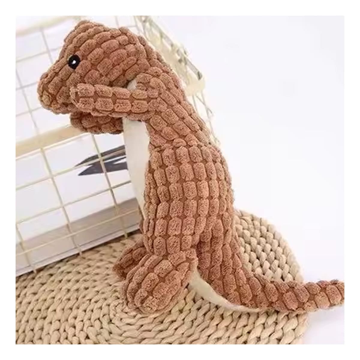 PACK6 MUNECO PARA GATO DINOSAURIO MARRON CON TELA ACOLCHADA Y SUAVE Y+PAPEL REGALO - 2