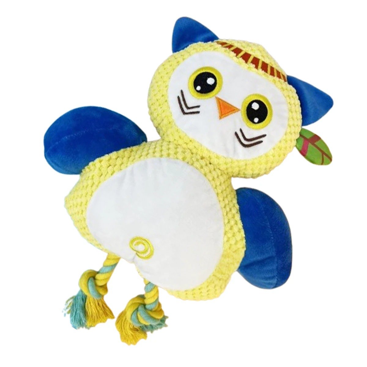 PACK4 COMPANERO DE JUEGO BUHO AMARILLO PARA MASCOTA CON TELA SUAVE Y+PAPEL REGALO - 3