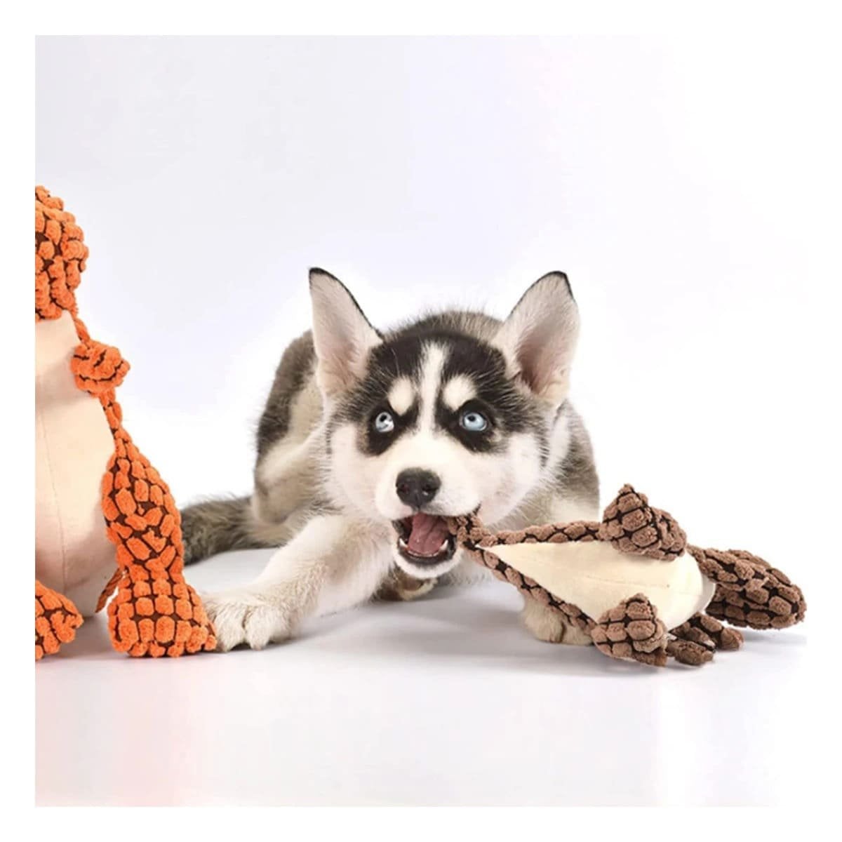 PACK4 MORDEDOR FLEXIBLE DE DINOSAURIO MARRON PARA MASCOTA CON DISENO DIVERTIDO Y+REGALO STICKER - 5
