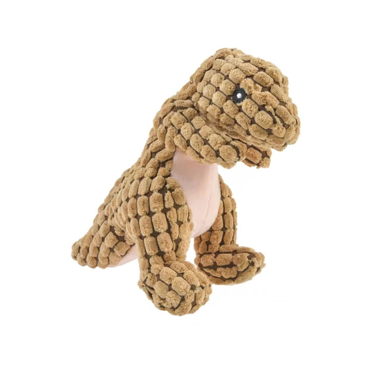 FIGURA ACOLCHADA DE DINOSAURIO MARRON PARA MASCOTA CON FORMA REALISTA Y+LIGAS REGALO - 3