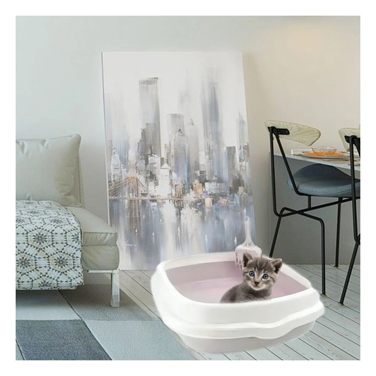 PACK2 BANDEJA LILA PARA GATO CON PALA CERNIDORA 48X40X12,5 - 3