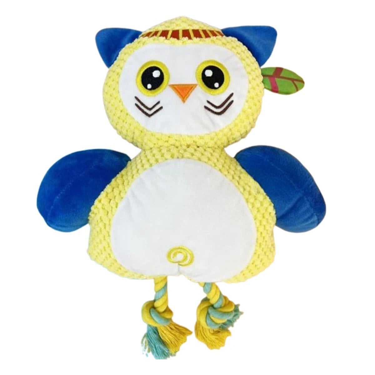 PACK2 MUNECO DE TELA BUHO AMARILLO PARA MASCOTA CON RELLENO BLANDO Y+REGALO STICKER - 2