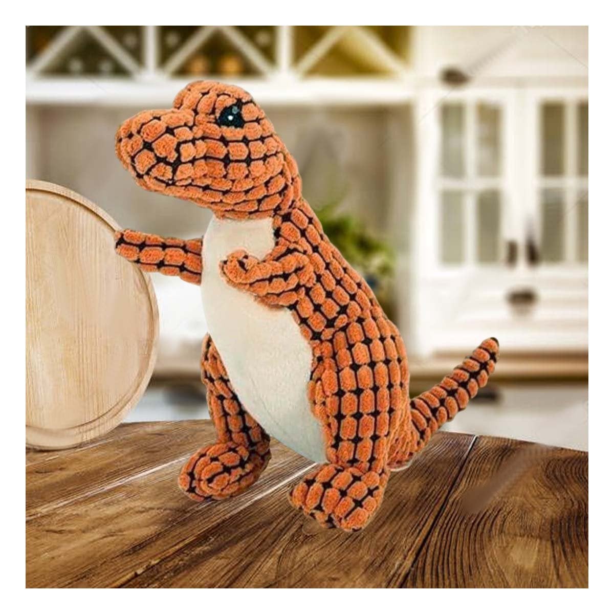 PACK6 JUGUETE PARA PERRO DINOSAURIO NARANJA CON CUERPO BLANDO Y SEGURO - 5
