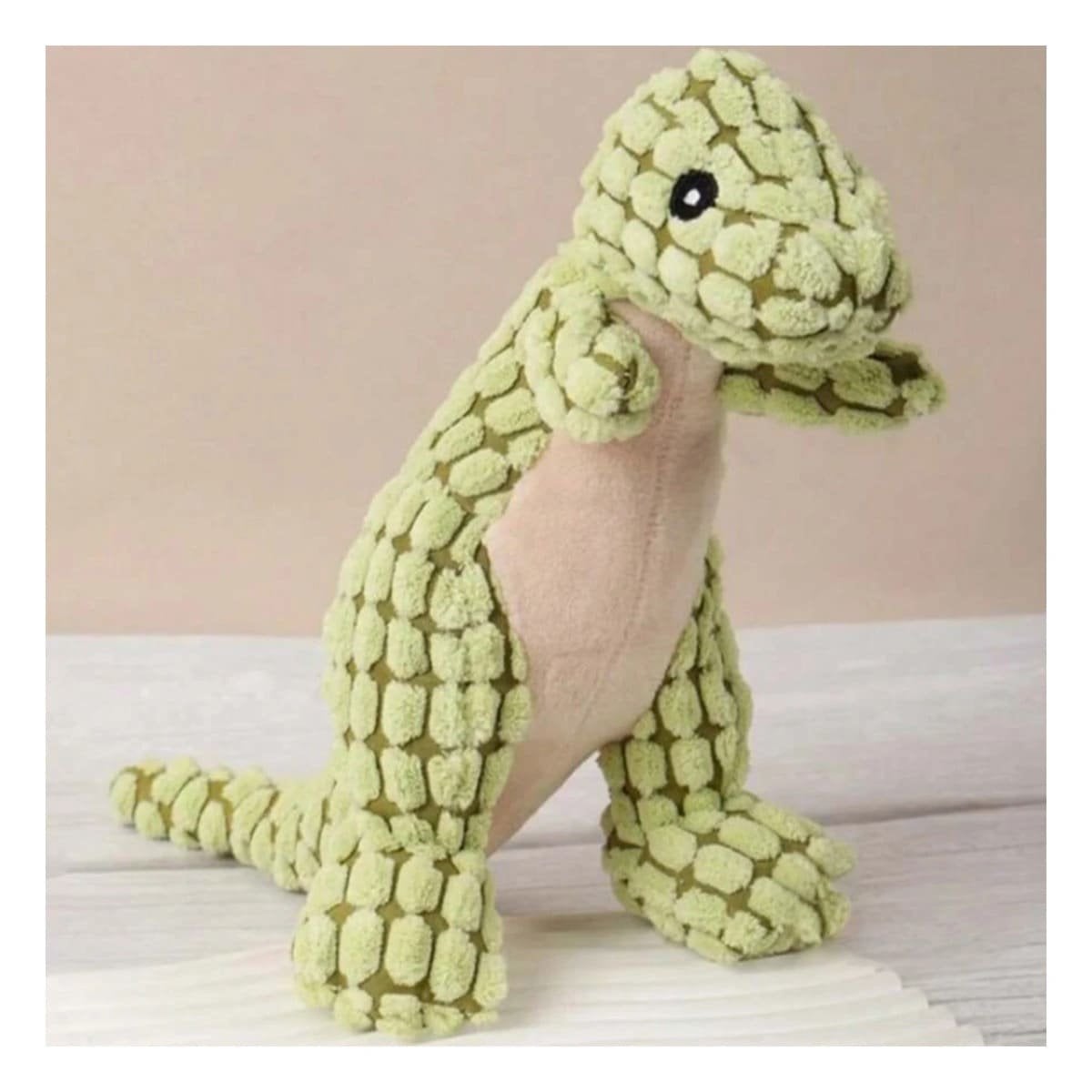 PACK2 MUNECO LIGERO DE DINOSAURIO VERDE CLARO PARA MASCOTA CON ACABADO TEXTIL Y+REGALO STICKER - 3