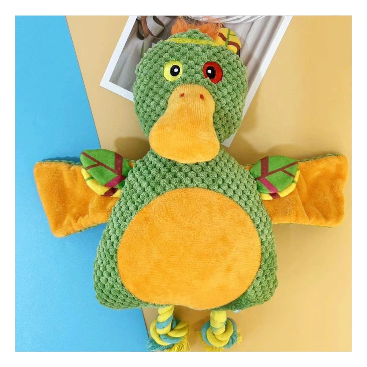 FIGURA ACOLCHADA DE PATO SELVATICO VERDE PARA MASCOTA CON FORMA REALISTA Y+LIGAS REGALO - 2