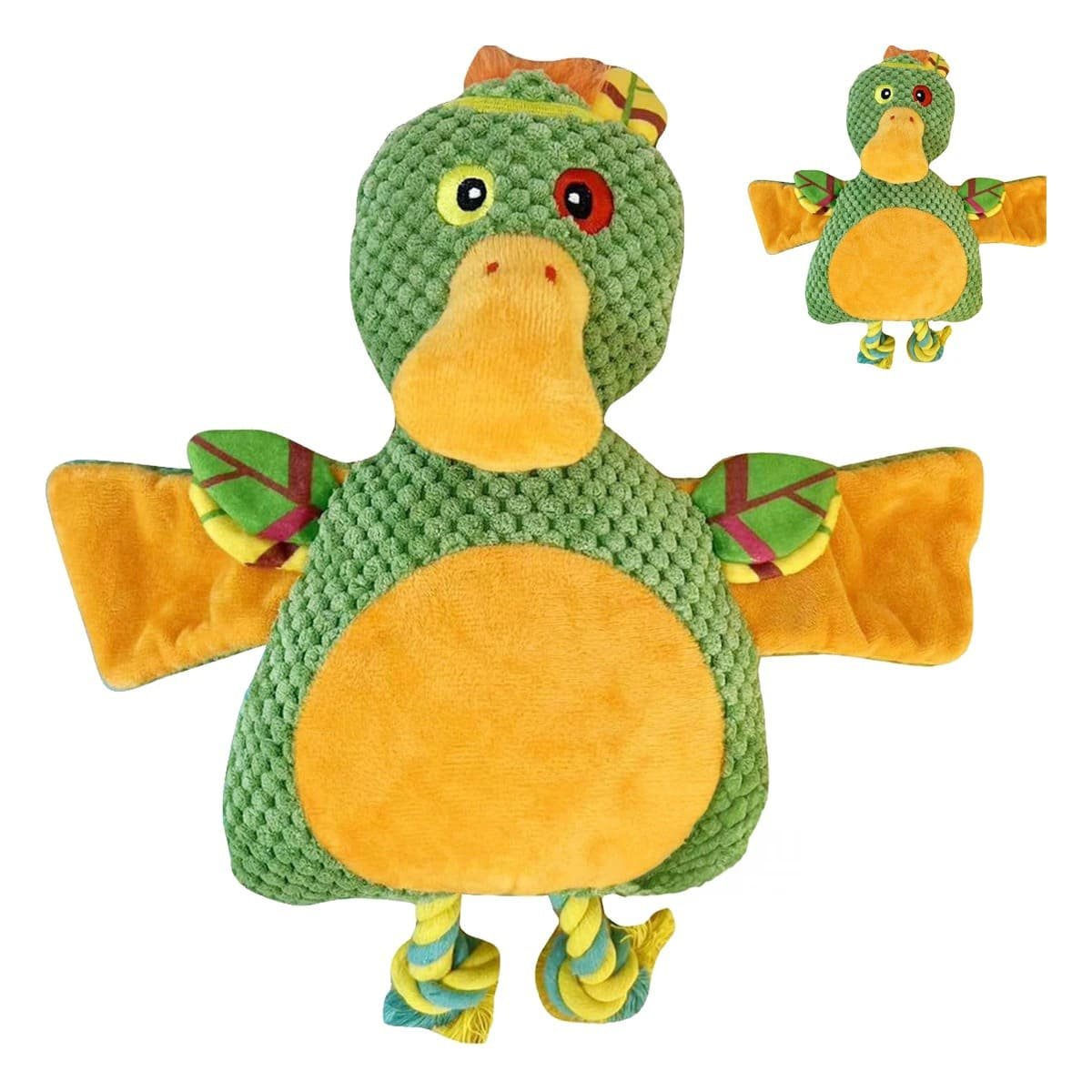 FIGURA ACOLCHADA DE PATO SELVATICO VERDE PARA MASCOTA CON FORMA REALISTA Y+LIGAS REGALO - 3