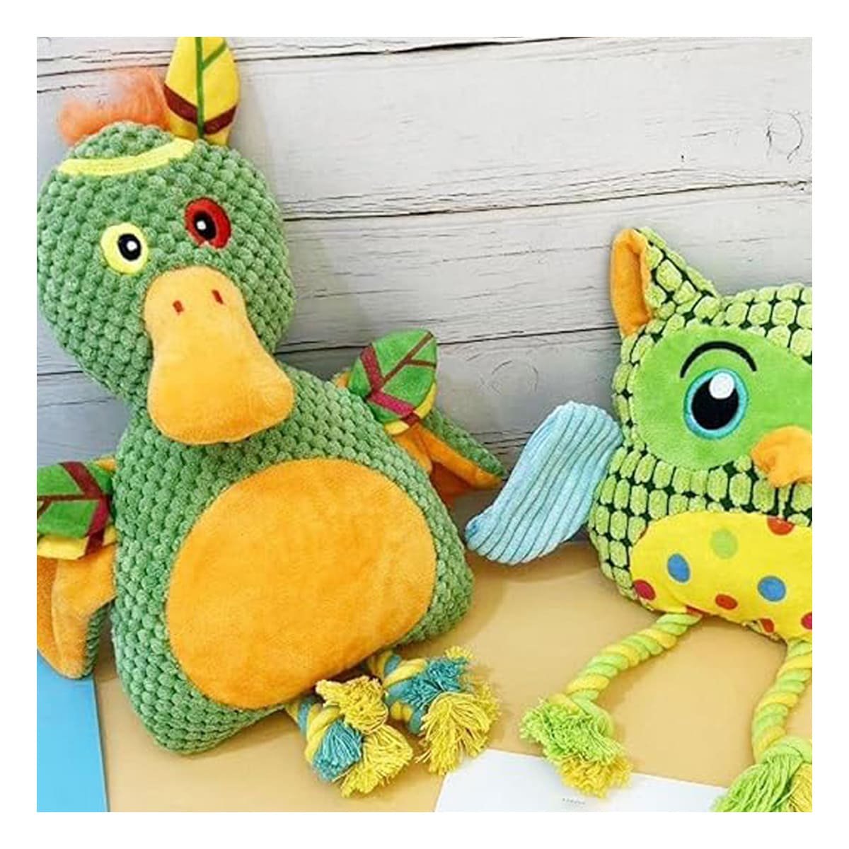 PACK2 MORDEDOR TEXTIL DE PATO SELVATICO VERDE PARA MASCOTA CON COSTURAS REFORZADAS - 5