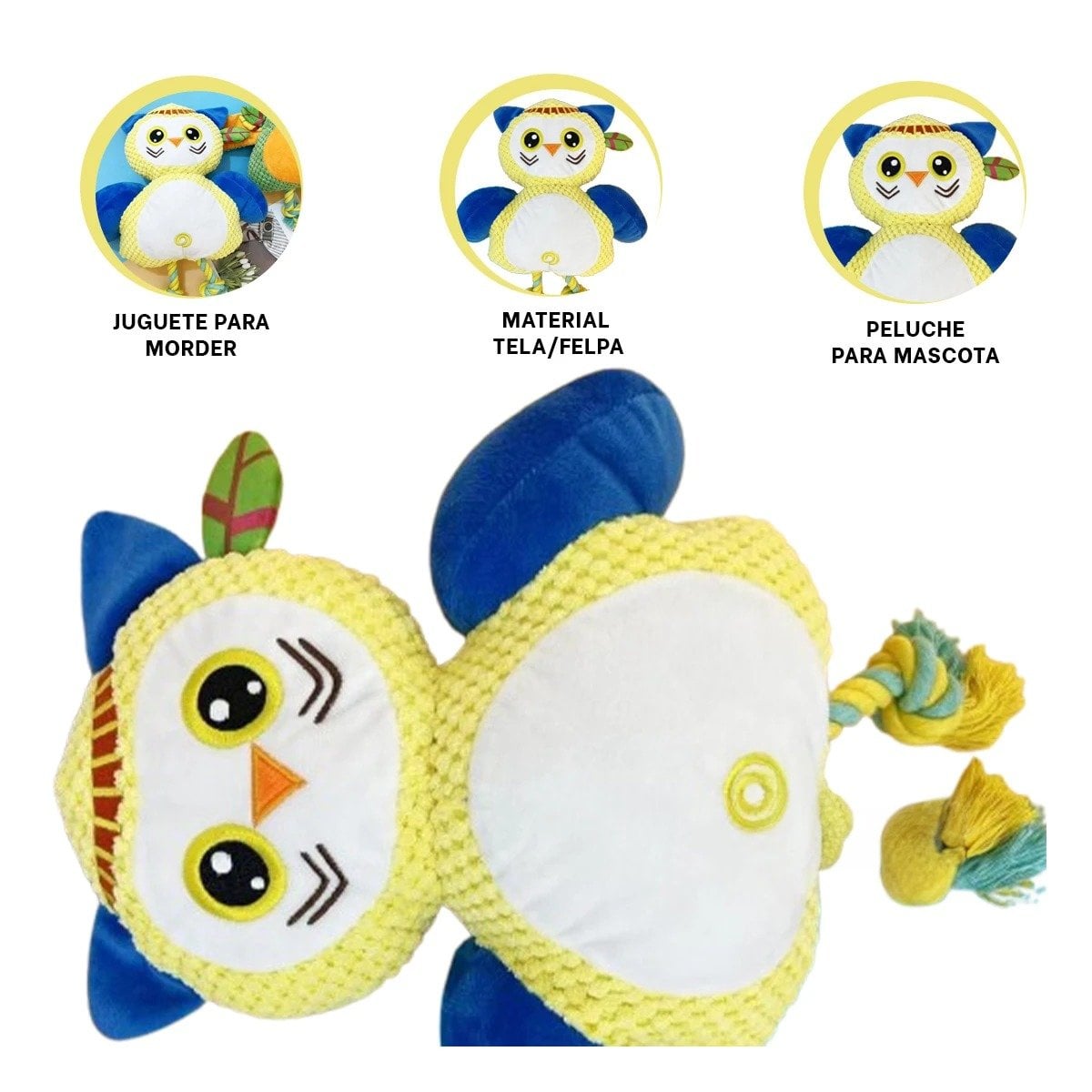 COMPANERO SUAVE DE BUHO AMARILLO PARA MASCOTA CON FORMA CREATIVA - 3