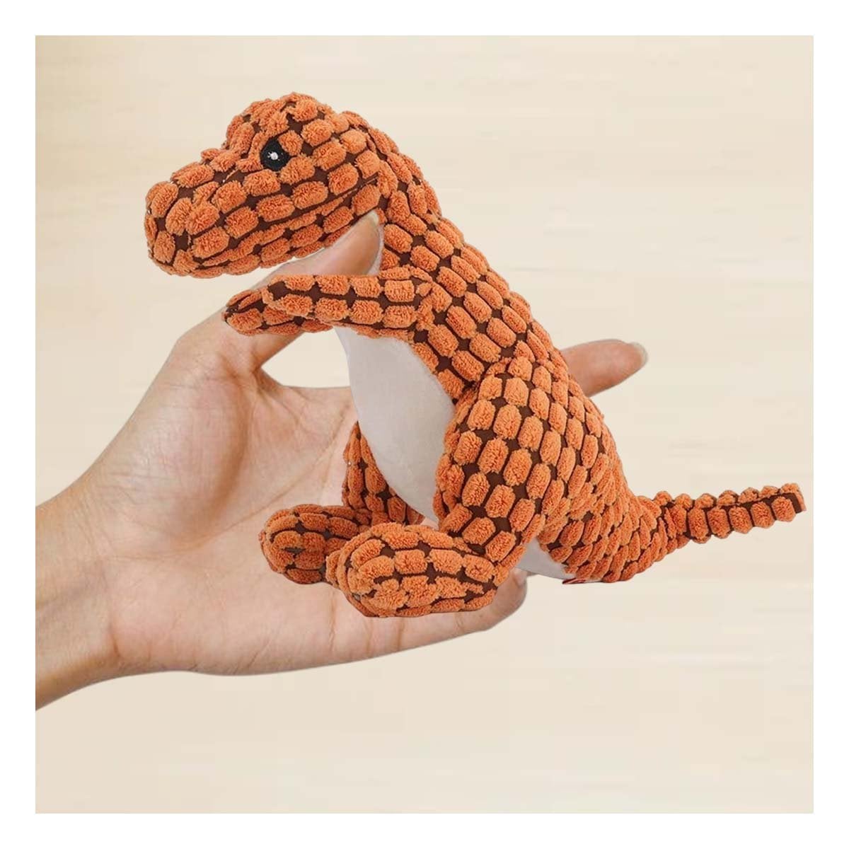 MUNECO DE TELA DINOSAURIO NARANJA PARA MASCOTA CON RELLENO BLANDO Y+REGALO STICKER - 5