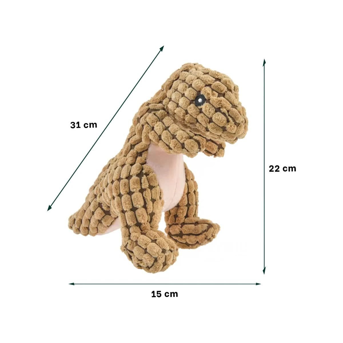 PACK2 MUNECO LIGERO DE DINOSAURIO MARRON PARA MASCOTA CON ACABADO TEXTIL Y+REGALO STICKER - 4