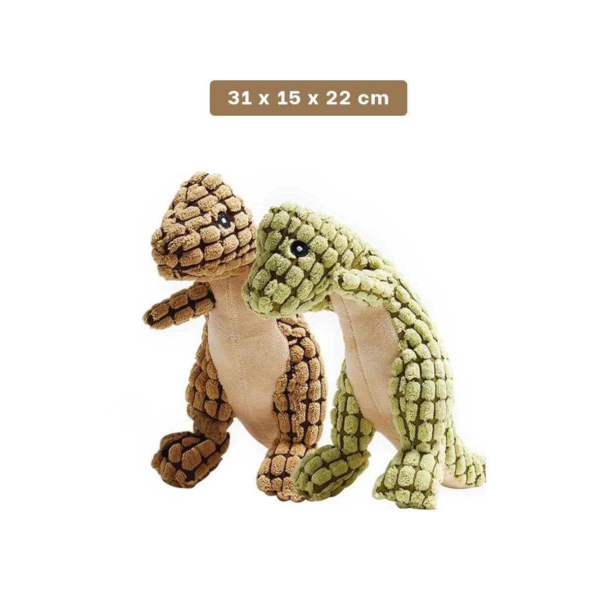 MUNECO DE TELA DINOSAURIO MARRON PARA MASCOTA CON RELLENO BLANDO Y+REGALO STICKER - 4