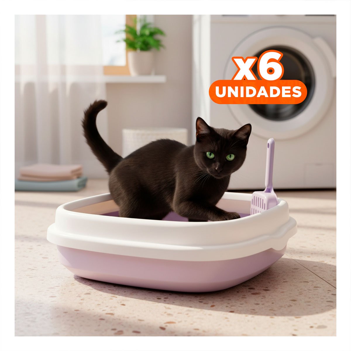PACK6 ESPACIO LILA PARA GATO CON PALA CERNIDORA 48X40X12,5 Y+REGALO STICKER - 1