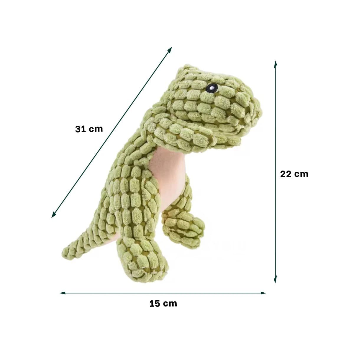 PACK2 JUGUETE COMPACTO DE DINOSAURIO VERDE CLARO PARA MASCOTA EN HOGAR Y+PAPEL REGALO - 4