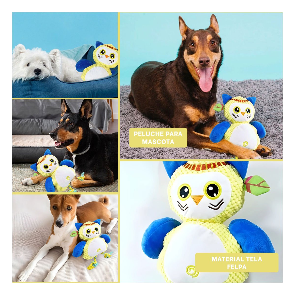 MUNECO PARA GATO BUHO AMARILLO CON TELA ACOLCHADA Y SUAVE Y+LIGAS REGALO - 5