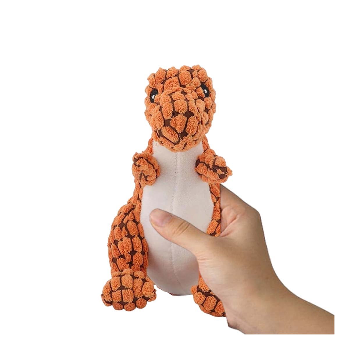 PACK4 COMPANERO SUAVE DE DINOSAURIO NARANJA PARA MASCOTA CON FORMA CREATIVA Y+PAPEL REGALO - 3