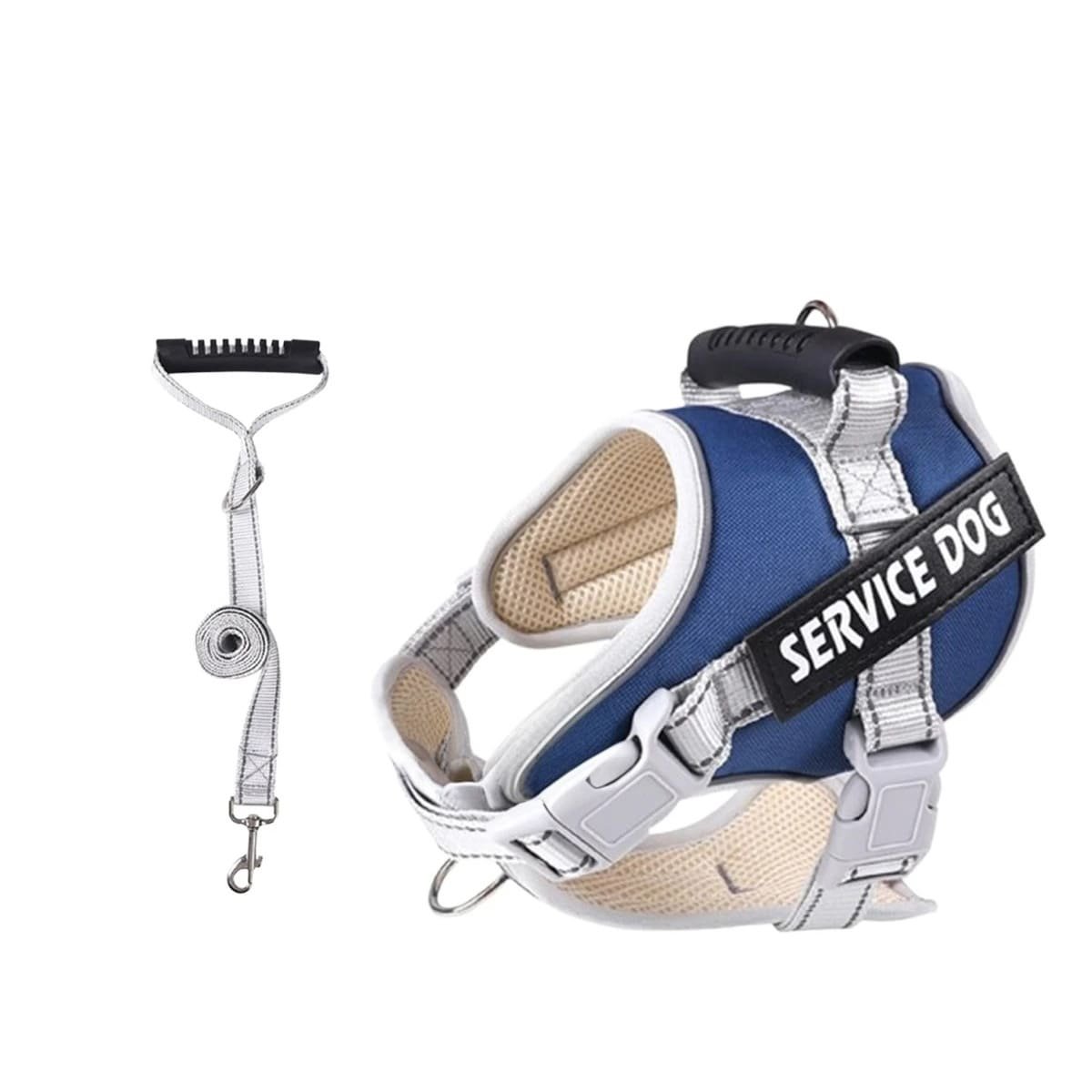 CHALECO ARNES CON ASA SERVICE DOG TALLA S AZUL CON CONTROL SEGURO Y+REGALO STICKER - 3