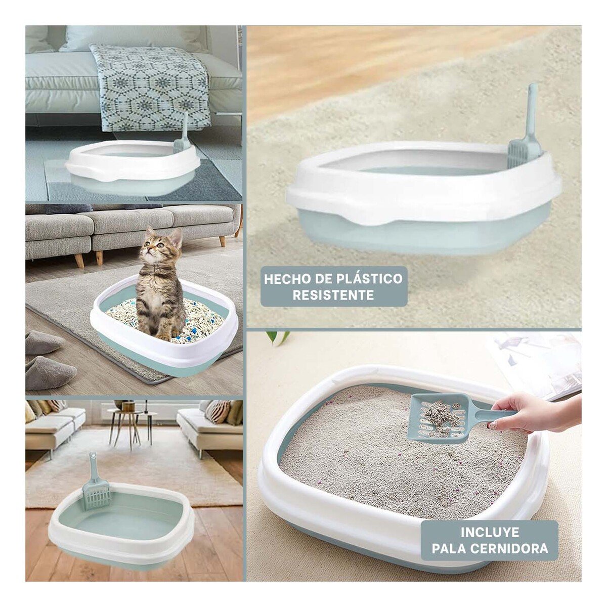 PACK2 RECIPIENTE CELESTE PARA GATO CON PALA CERNIDORA 48X40X12,5 Y+PAPEL REGALO - 3