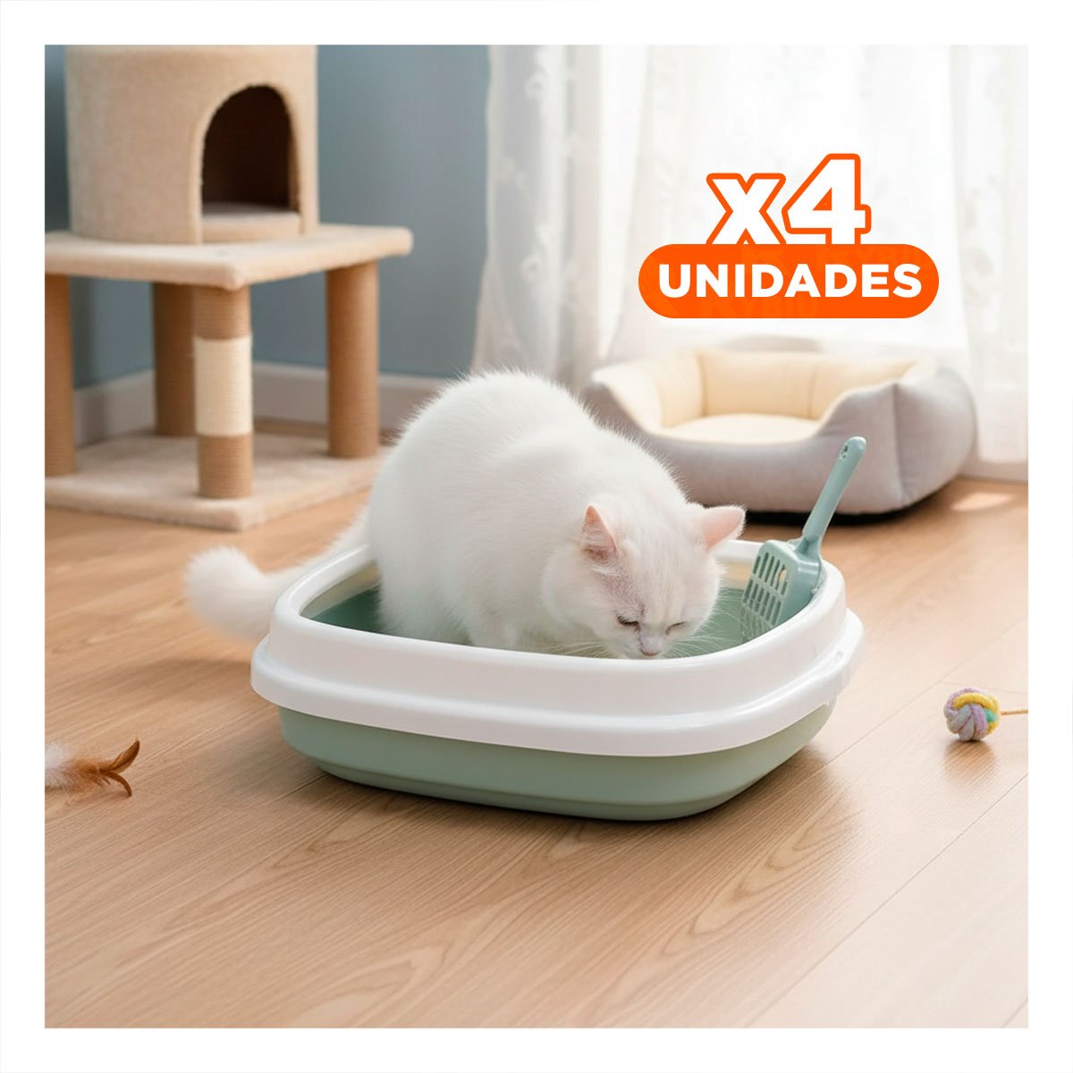 PACK4 ESTACION CELESTE PARA GATO CON PALA CERNIDORA 48X40X12,5 - 1